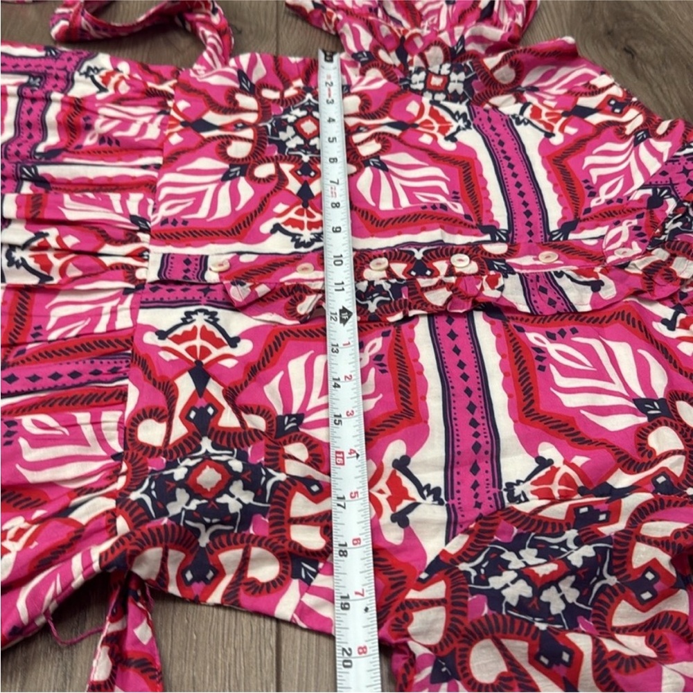 Pink Patterned Short-Sleeve Ruffled Dress - Picture 12 of 16